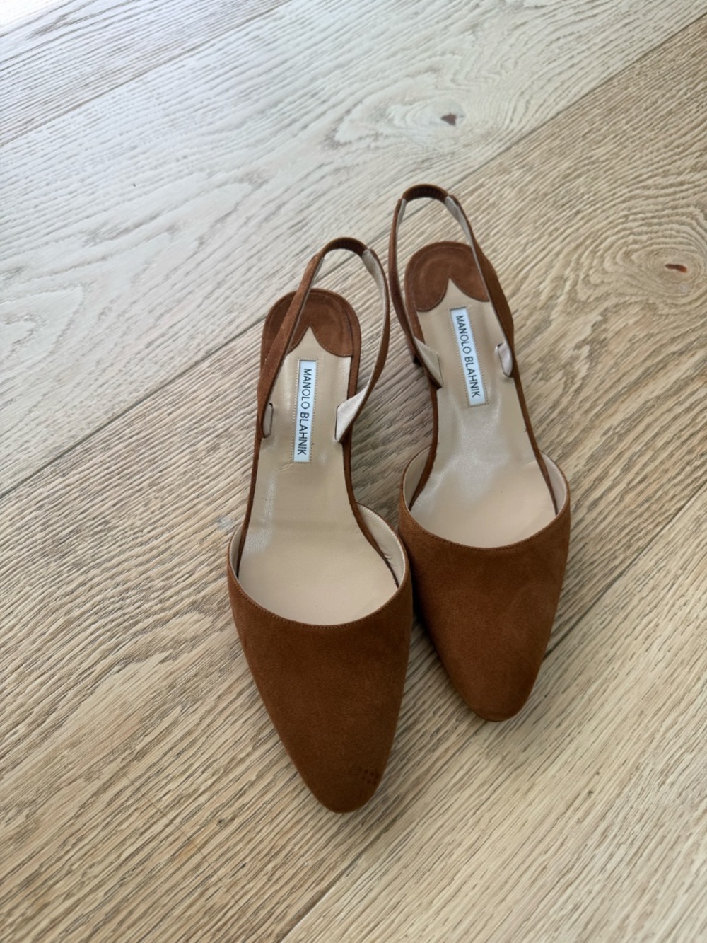 Manolo Blahnik Aspro Block Heel Slingback Suede Pump - Picture 5 of 7